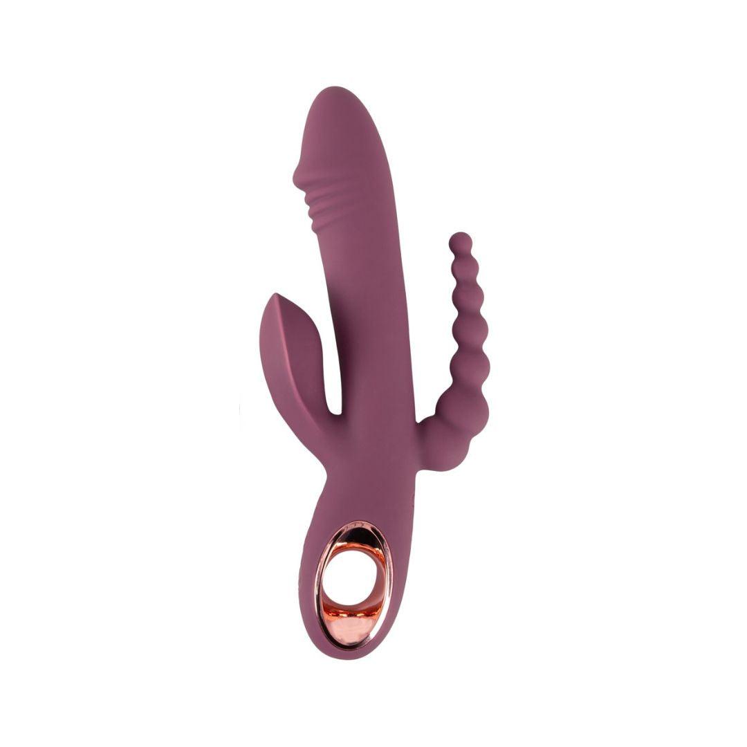 Vibrator "Slim Triple Plum" aus Silikon - dreifache Stimulation 21.4 cm (Violett) - loveiu.ch