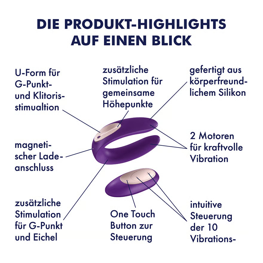 Vibromasseur pour couple SATISFYER "Double Plus Remote Control" en silicone (violet)