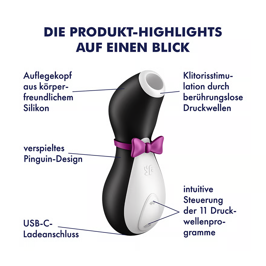 SATISFYER lay-on vibrator "Pro Penguin Next Generation" - Airpulse technology 10.8 cm (black/white)
