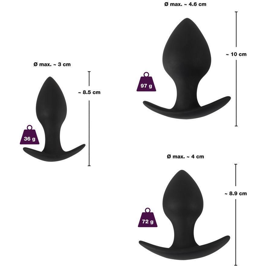 Analplugs "Trainer" aus Silikon - konisch im 3er Set (schwarz) - loveiu.ch