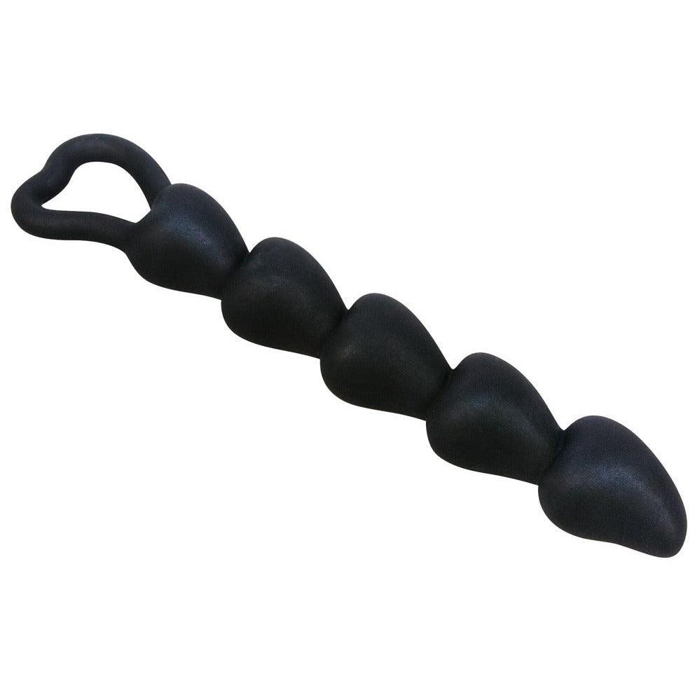 Analkugelstrang "Hearts" aus Silikon - 18.5 cm (schwarz) - loveiu.ch