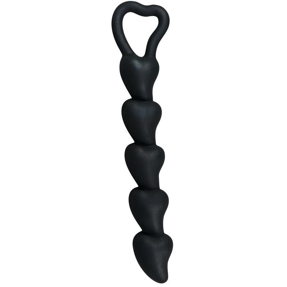 Analkugelstrang "Hearts" aus Silikon - 18.5 cm (schwarz) - loveiu.ch