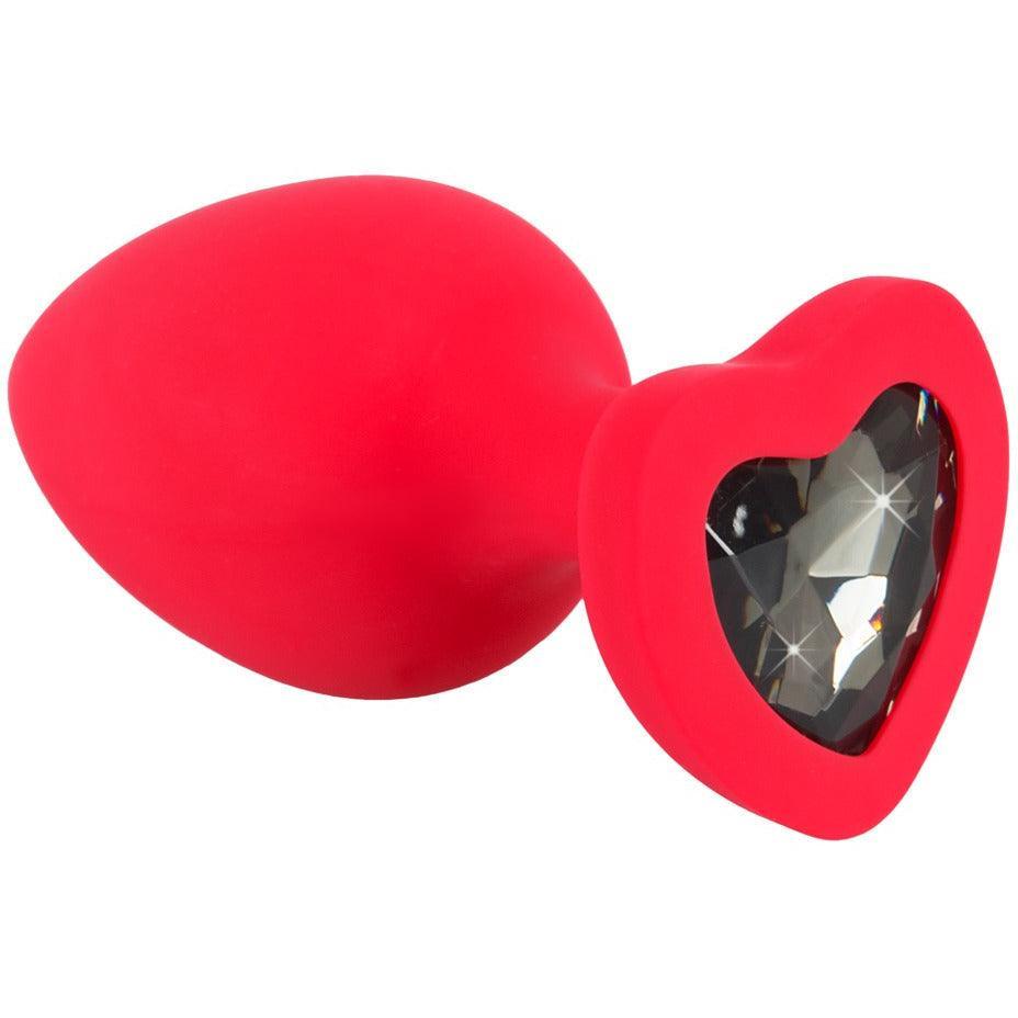Analplug Heart "L Plug" aus Silikon - mit Schmuckstein Ø 4.1 cm (rot) - loveiu.ch
