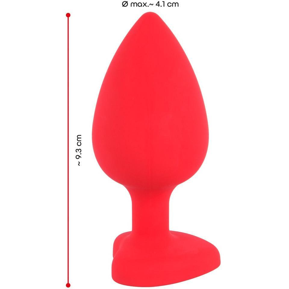 Analplug Heart "L Plug" aus Silikon - mit Schmuckstein Ø 4.1 cm (rot) - loveiu.ch