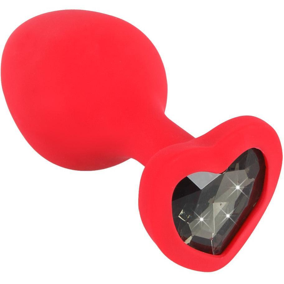 Analplug Heart "M Plug" aus Silikon - mit Schmuckstein Ø 3.5 cm (rot) - loveiu.ch