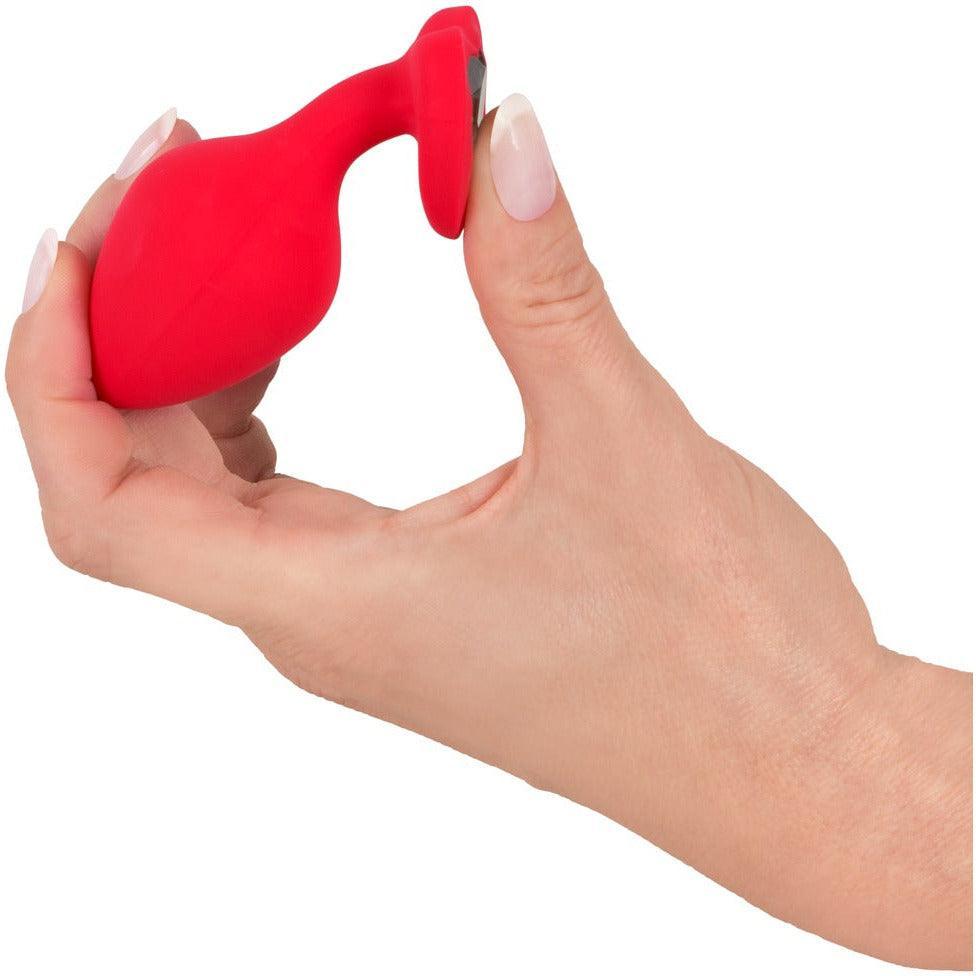 Analplug Heart "M Plug" aus Silikon - mit Schmuckstein Ø 3.5 cm (rot) - loveiu.ch