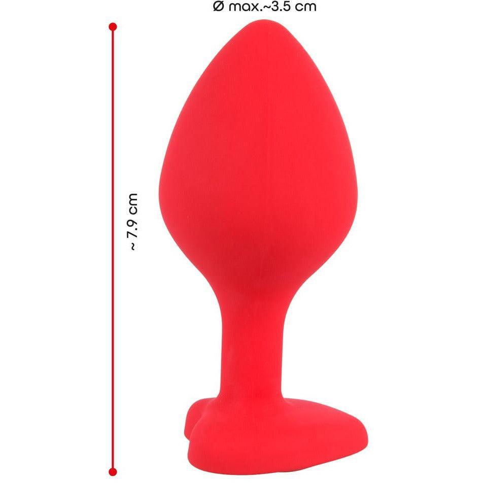 Analplug Heart "M Plug" aus Silikon - mit Schmuckstein Ø 3.5 cm (rot) - loveiu.ch