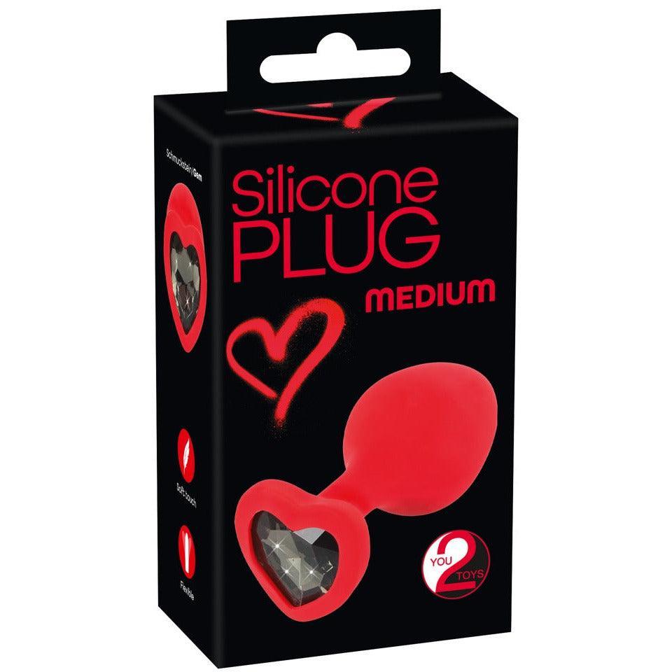 Analplug Heart "M Plug" aus Silikon - mit Schmuckstein Ø 3.5 cm (rot) - loveiu.ch