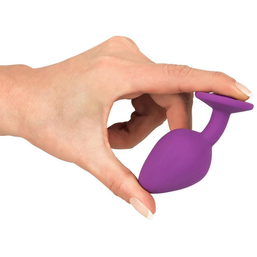 Analplug mit Kristall "M Plug" - Silikon Ø 3.5 cm (violett) - loveiu.ch