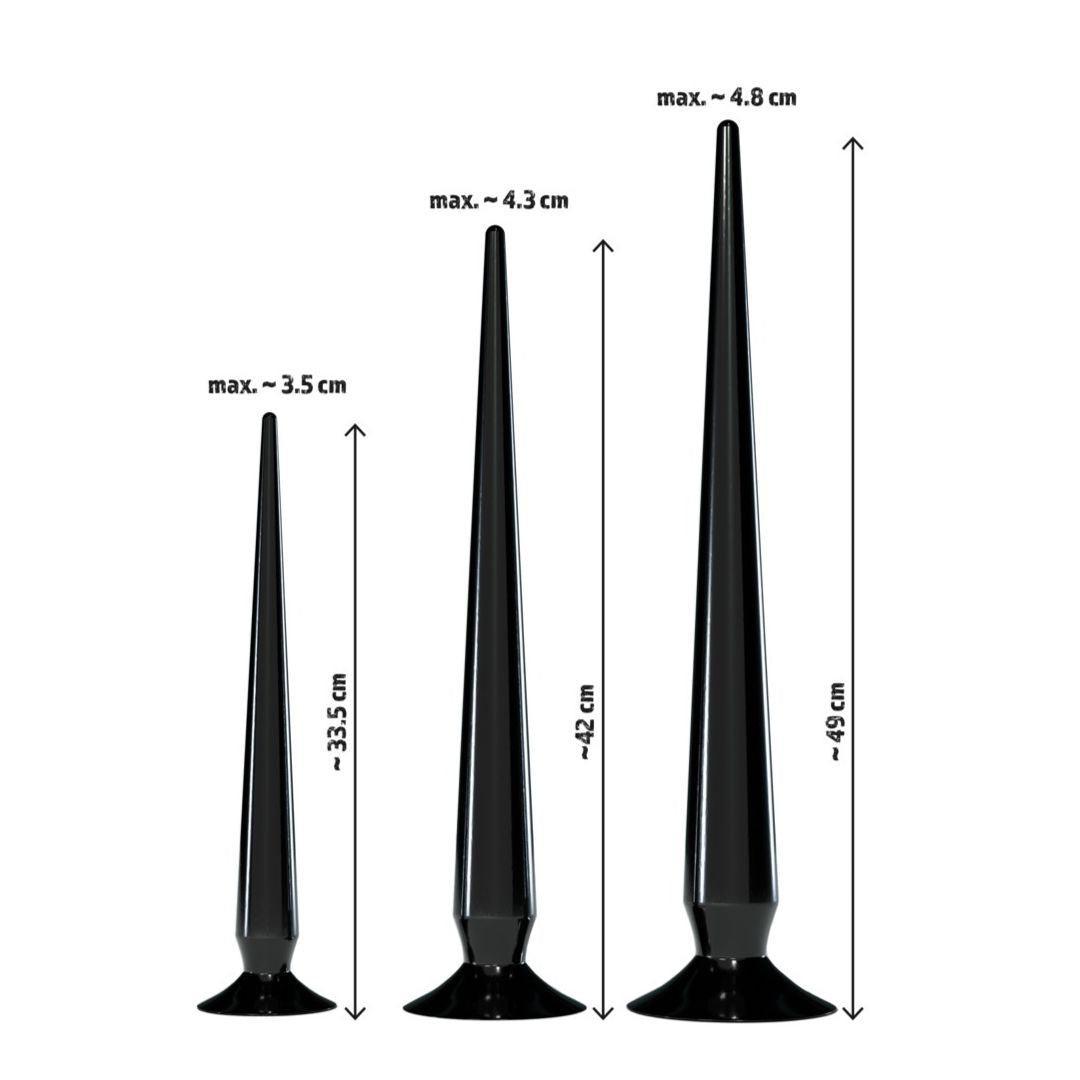 Analplugs / Analschlangen XXL "Super Long Flexible Butt Plug" mit Saugfuss im 3er Set (schwarz) - loveiu.ch