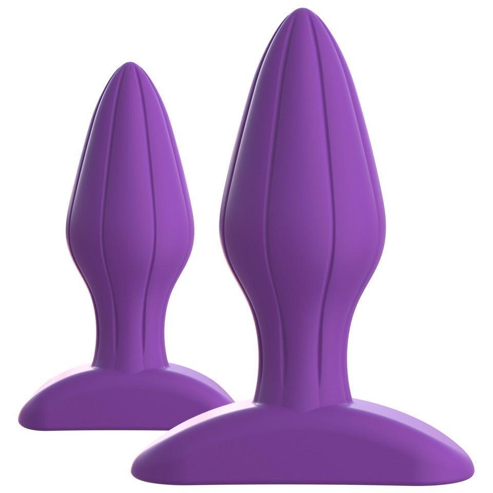 Analplugs mit Stimulationsrillen aus Silikon - im 2er Set (violett) - loveiu.ch