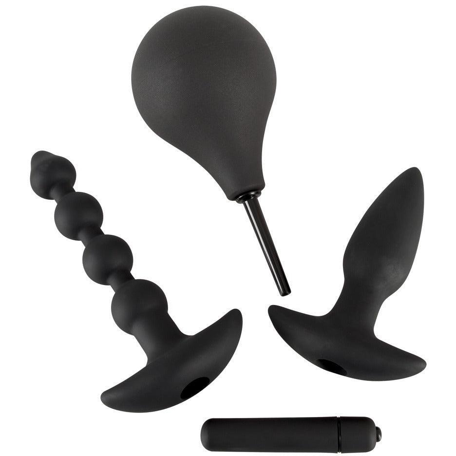 Analplugs mit Vibrator aus Silikon im 4er Set (schwarz) - loveiu.ch