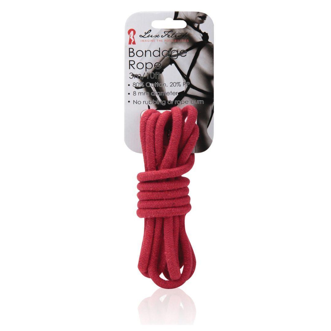 Bondage Seil "Lux Fetish" aus Baumwolle 3 m (rot) - loveiu.ch