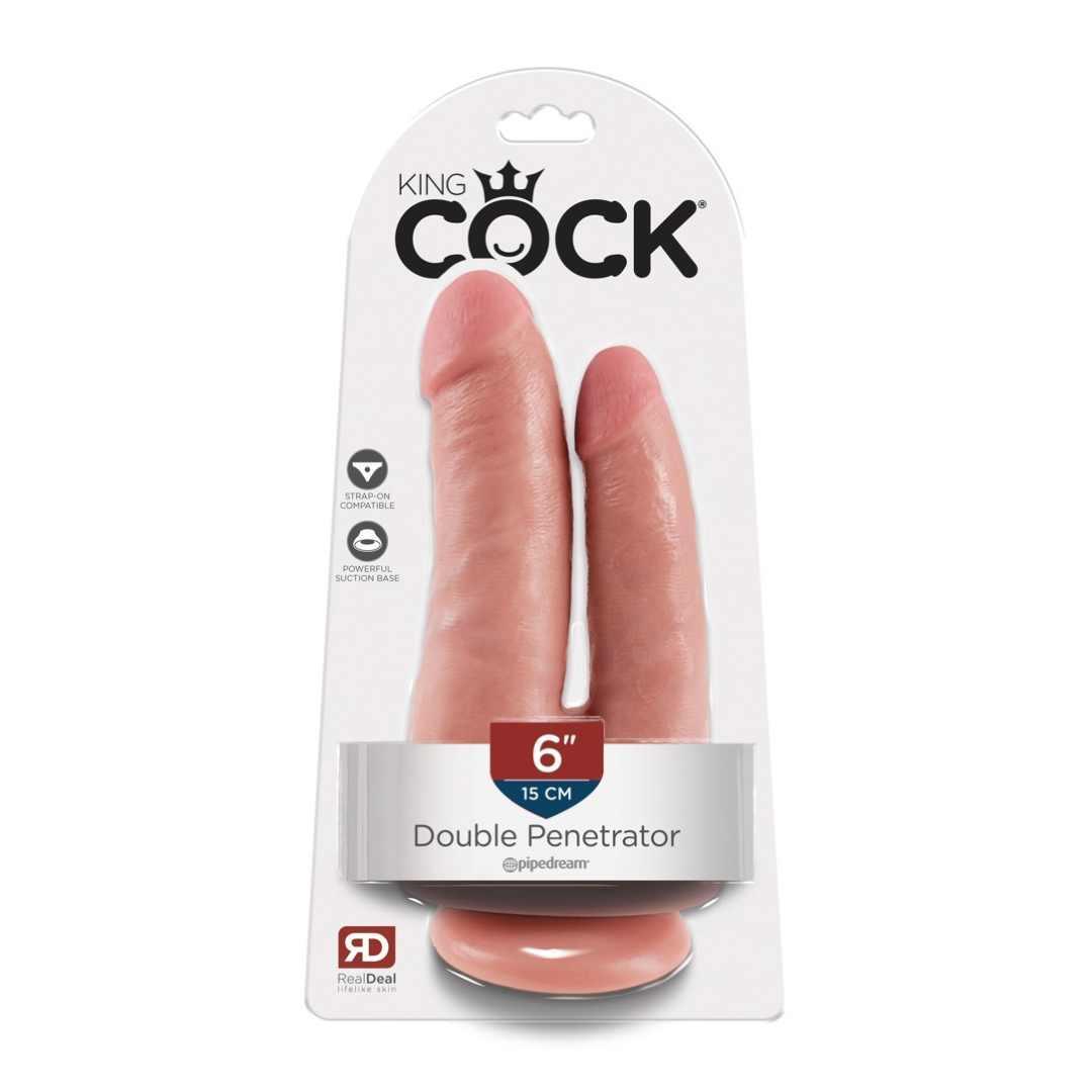 Doppeldildo "Double Penetrator" mit Saugfuss - gezielte Doppelstimulation 21 cm (hautfarben hell) - loveiu.ch