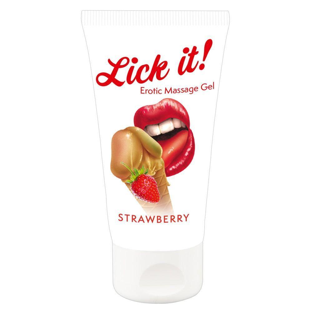 Massagegel "Lick it! Strawberry" wasserbasiert & vegan (50 ml) - loveiu.ch