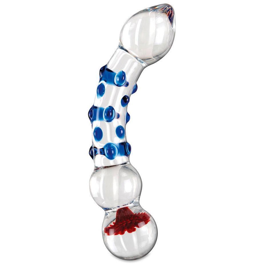 Glasdildo "No 18" mit Noppen - handgemachter Dildo (transparent/blau) - loveiu.ch