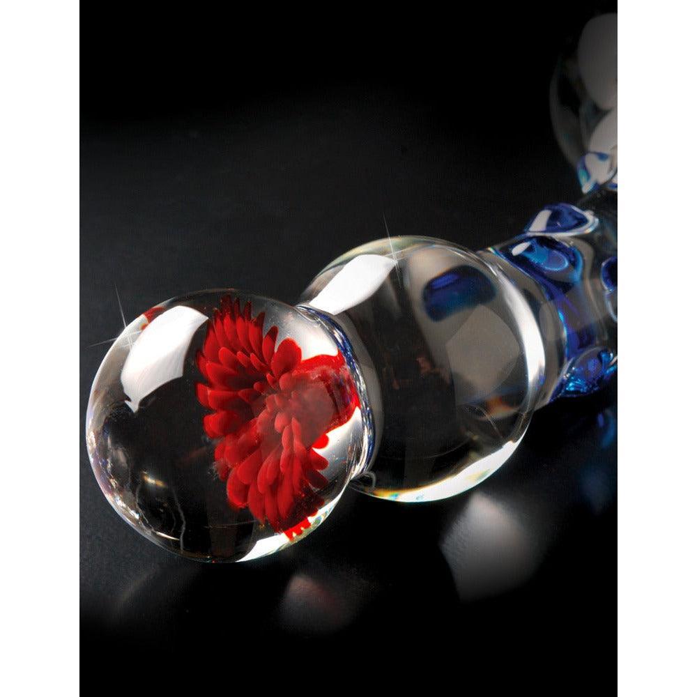 Glasdildo "No 18" mit Noppen - handgemachter Dildo (transparent/blau) - loveiu.ch