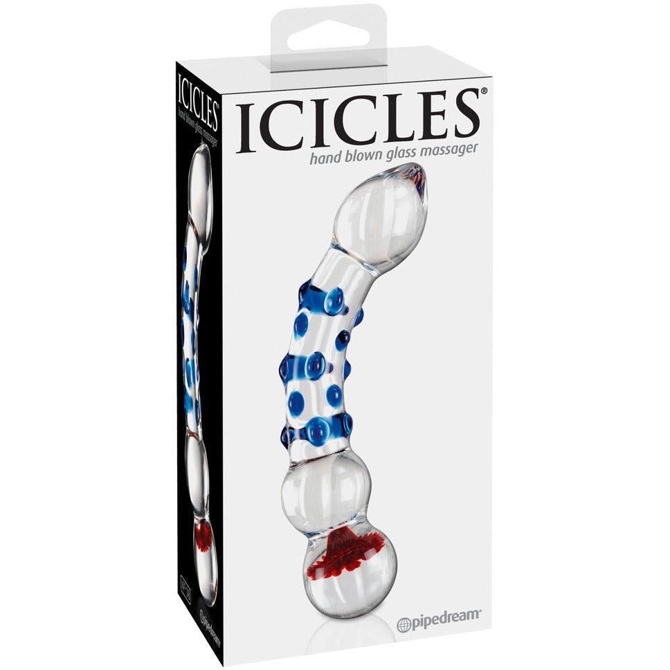 Glasdildo "No 18" mit Noppen - handgemachter Dildo (transparent/blau) - loveiu.ch