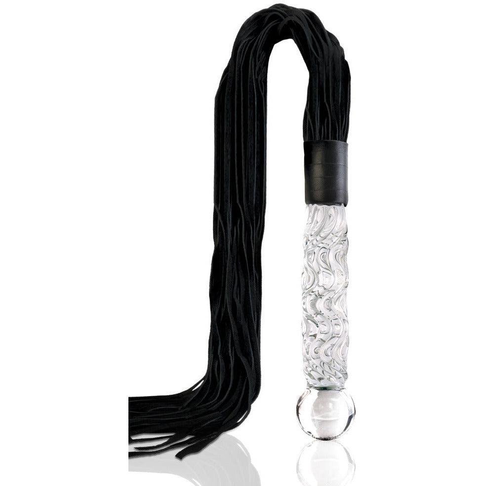 Glasdildo mit Peitsche - strukturierter Dildo 17 cm (transparent) - loveiu.ch