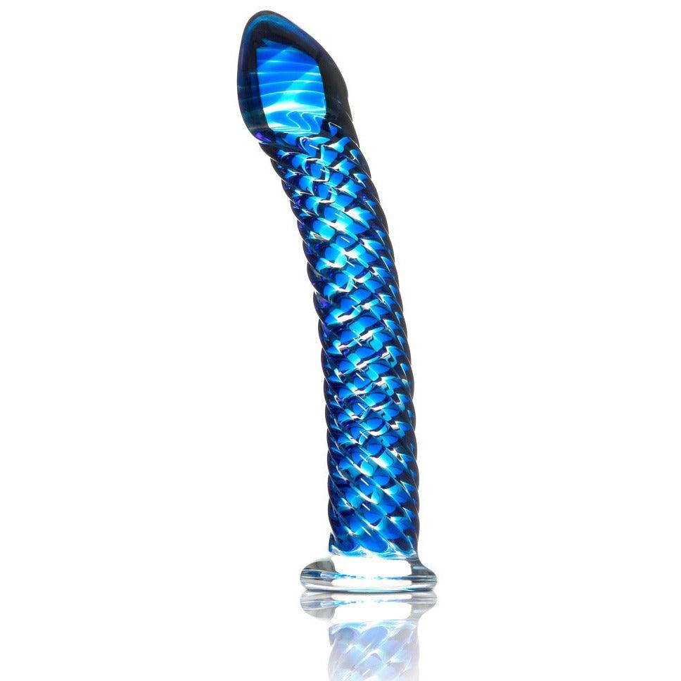 Glasdildo "No 29" intensive Reizstruktur - handgemachter Dildo (blau/transparent) - loveiu.ch
