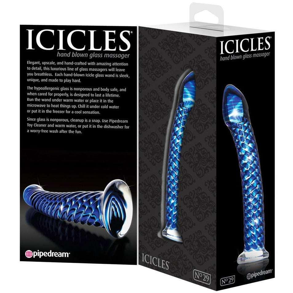 Glasdildo "No 29" intensive Reizstruktur - handgemachter Dildo (blau/transparent) - loveiu.ch