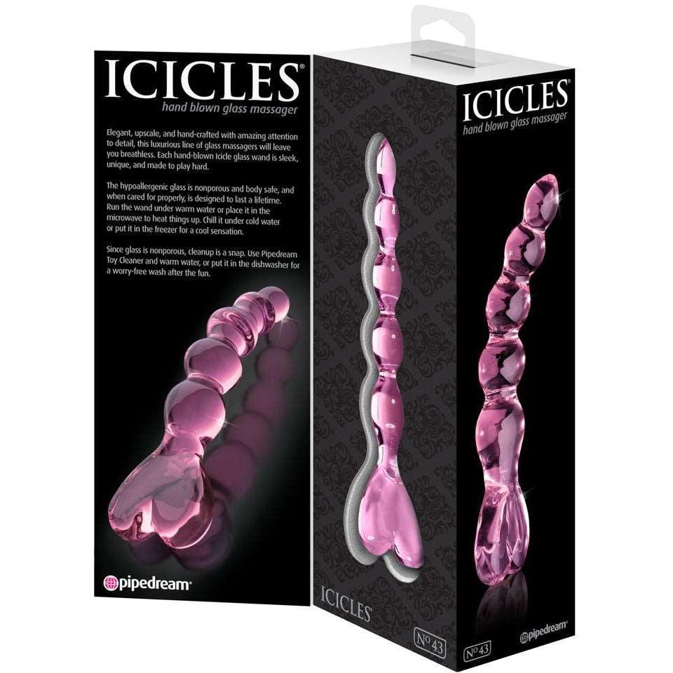 Glasdildo "No. 43" intensive Kugelstruktur - handgemachter Dildo 20 cm (pink) - loveiu.ch