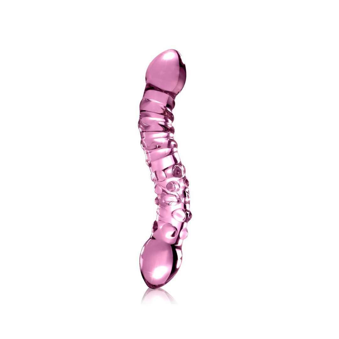 Glasdildo "No. 55" mit aufregender Reizstruktur - geschwungen 19.5 cm (pink) - loveiu.ch