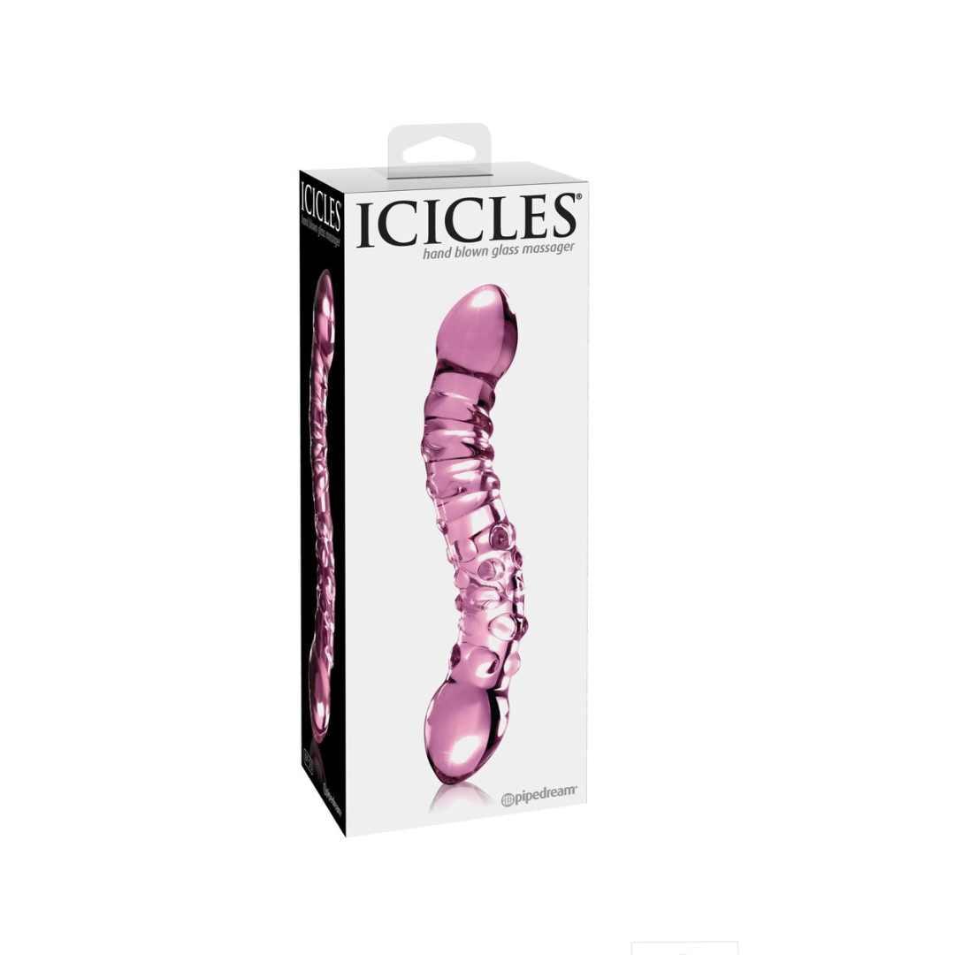 Glasdildo "No. 55" mit aufregender Reizstruktur - geschwungen 19.5 cm (pink) - loveiu.ch