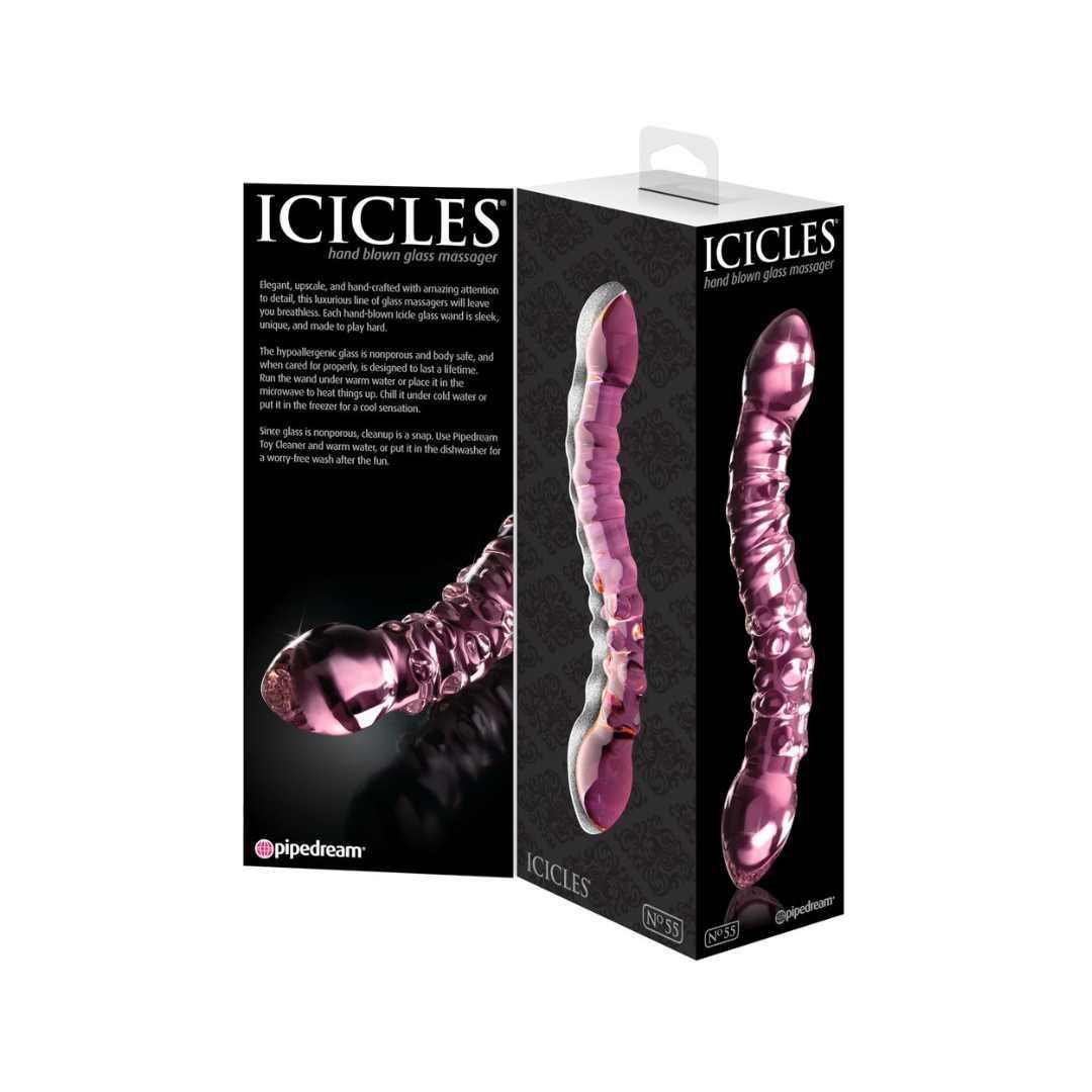 Glasdildo "No. 55" mit aufregender Reizstruktur - geschwungen 19.5 cm (pink) - loveiu.ch