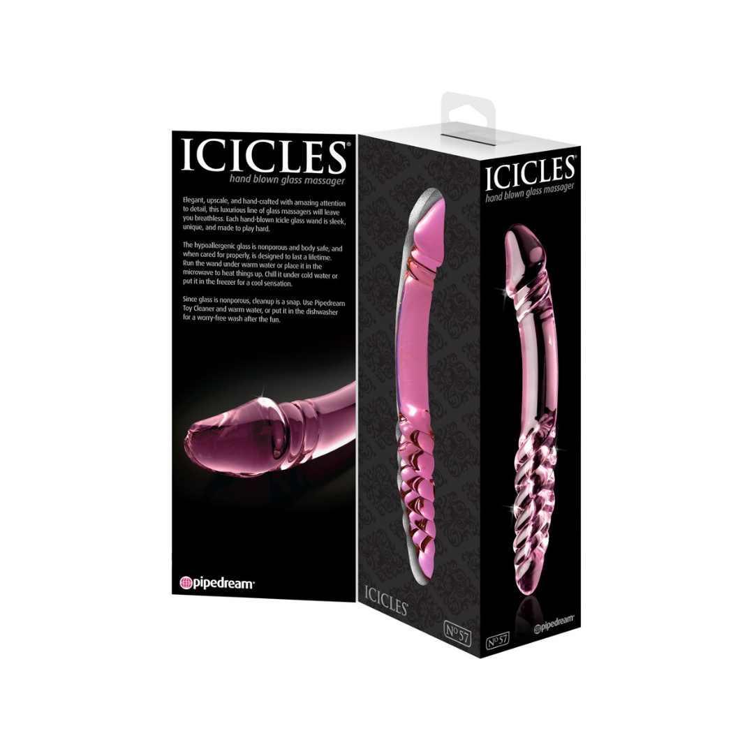 Glasdildo "No. 57" mit Reizstruktur - handgefertigt 23 cm (pink) - loveiu.ch