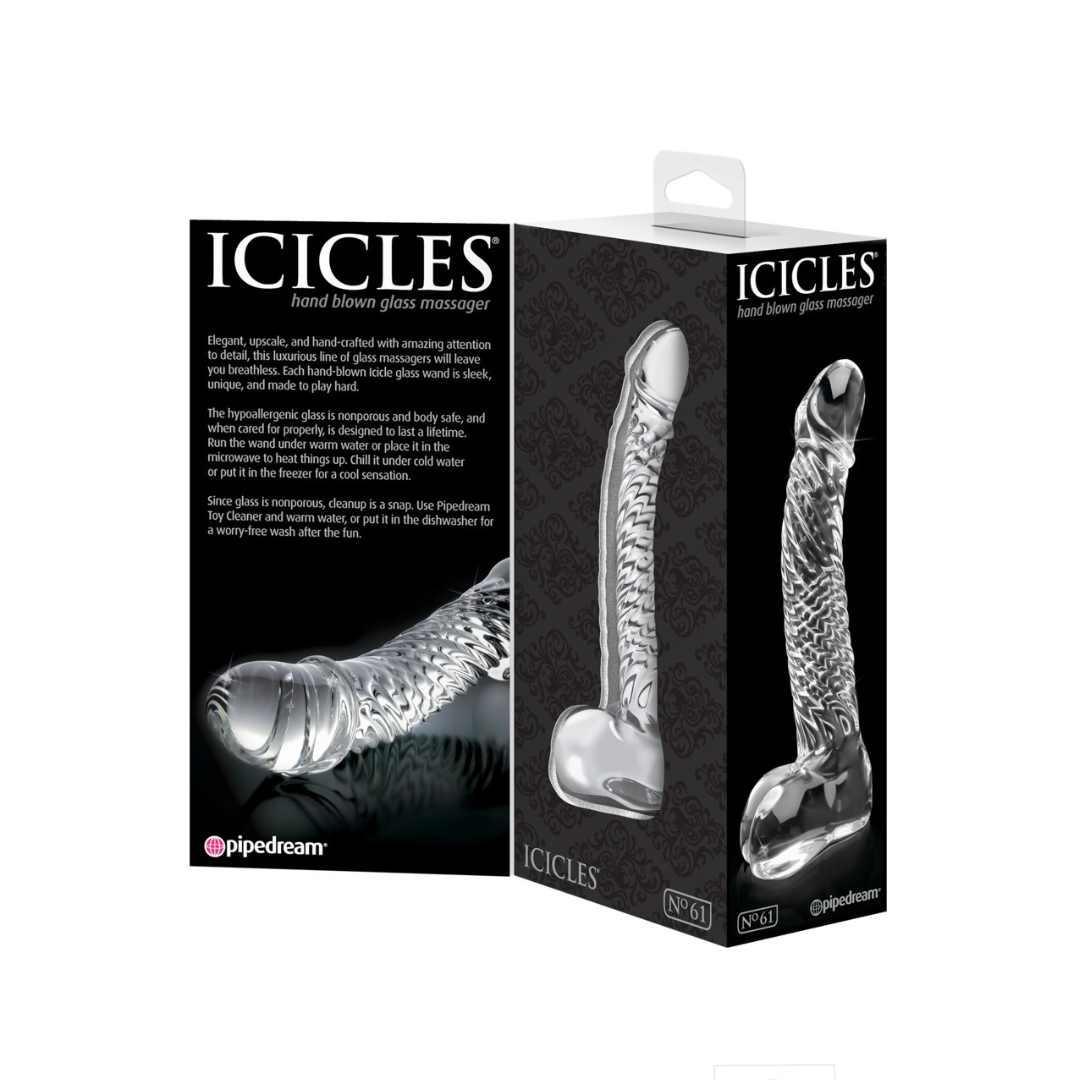 Glasdildo "No. 61" mit Standfuss und Hoden - 16.5 cm (transparent) - loveiu.ch