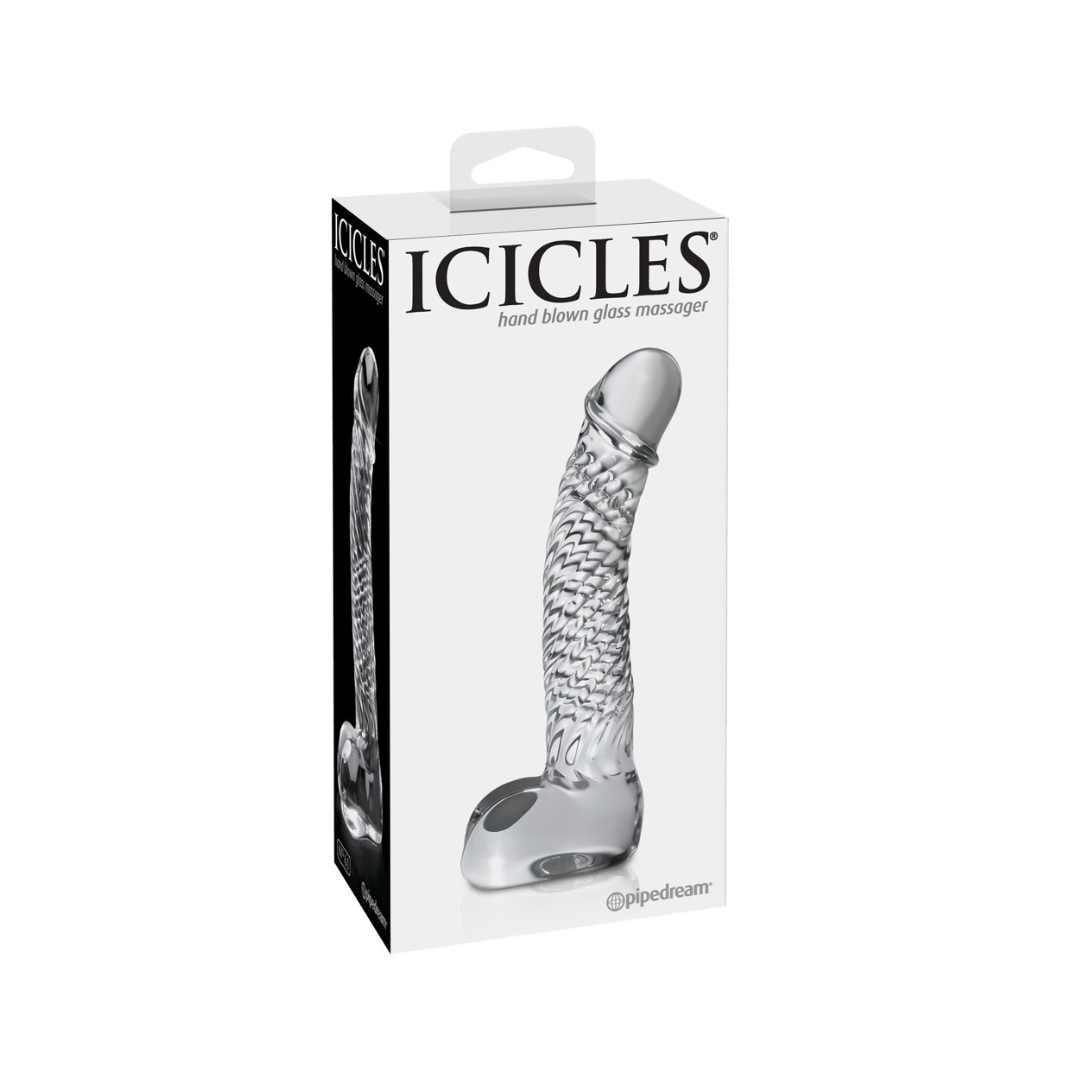 Glasdildo "No. 61" mit Standfuss und Hoden - 16.5 cm (transparent) - loveiu.ch