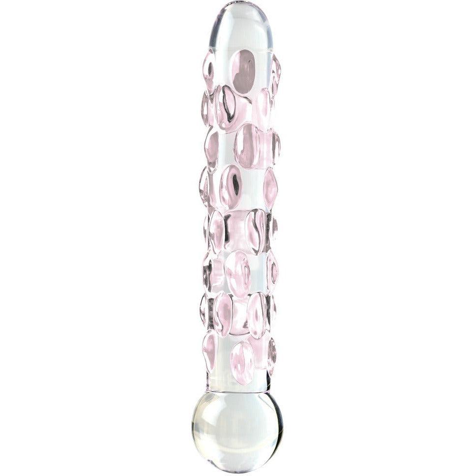 Glasdildo "No. 7" stimulierende Struktur - handgemachter Dildo 17.8 cm (transparent/rosa) - loveiu.ch