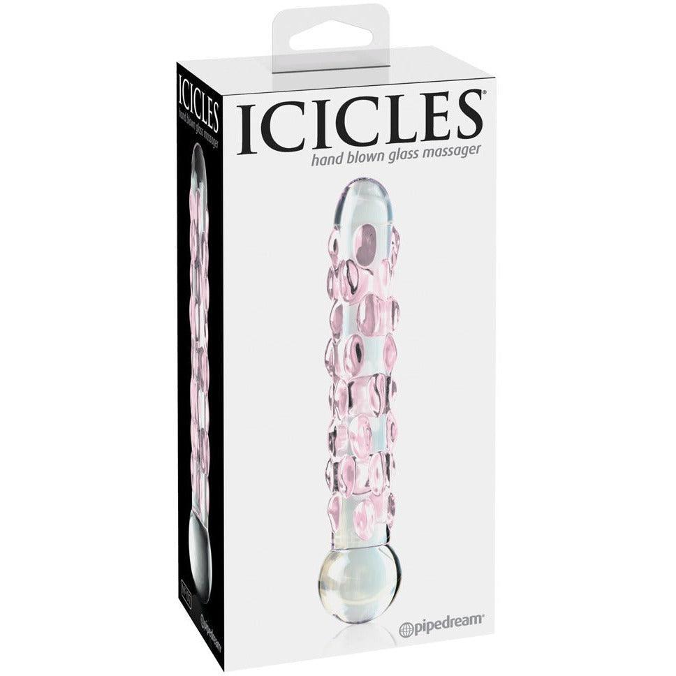 Glasdildo "No. 7" stimulierende Struktur - handgemachter Dildo 17.8 cm (transparent/rosa) - loveiu.ch