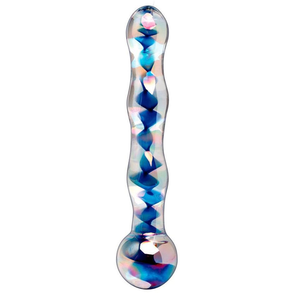 Glasdildo "No. 8 luxuslinie" heiss & kalt erleben - handgemachter Dildo 17.5 cm (transparent/blau) - loveiu.ch