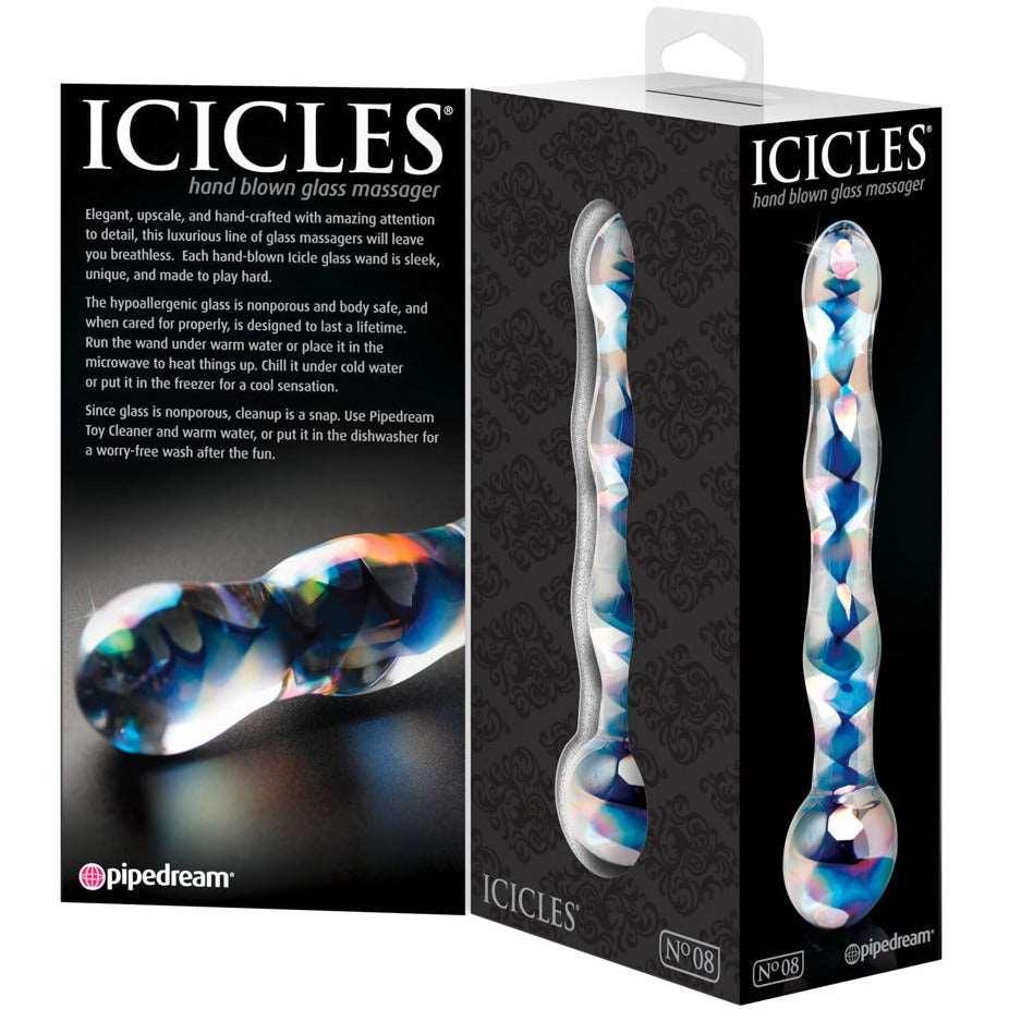 Glasdildo "No. 8 luxuslinie" heiss & kalt erleben - handgemachter Dildo 17.5 cm (transparent/blau) - loveiu.ch