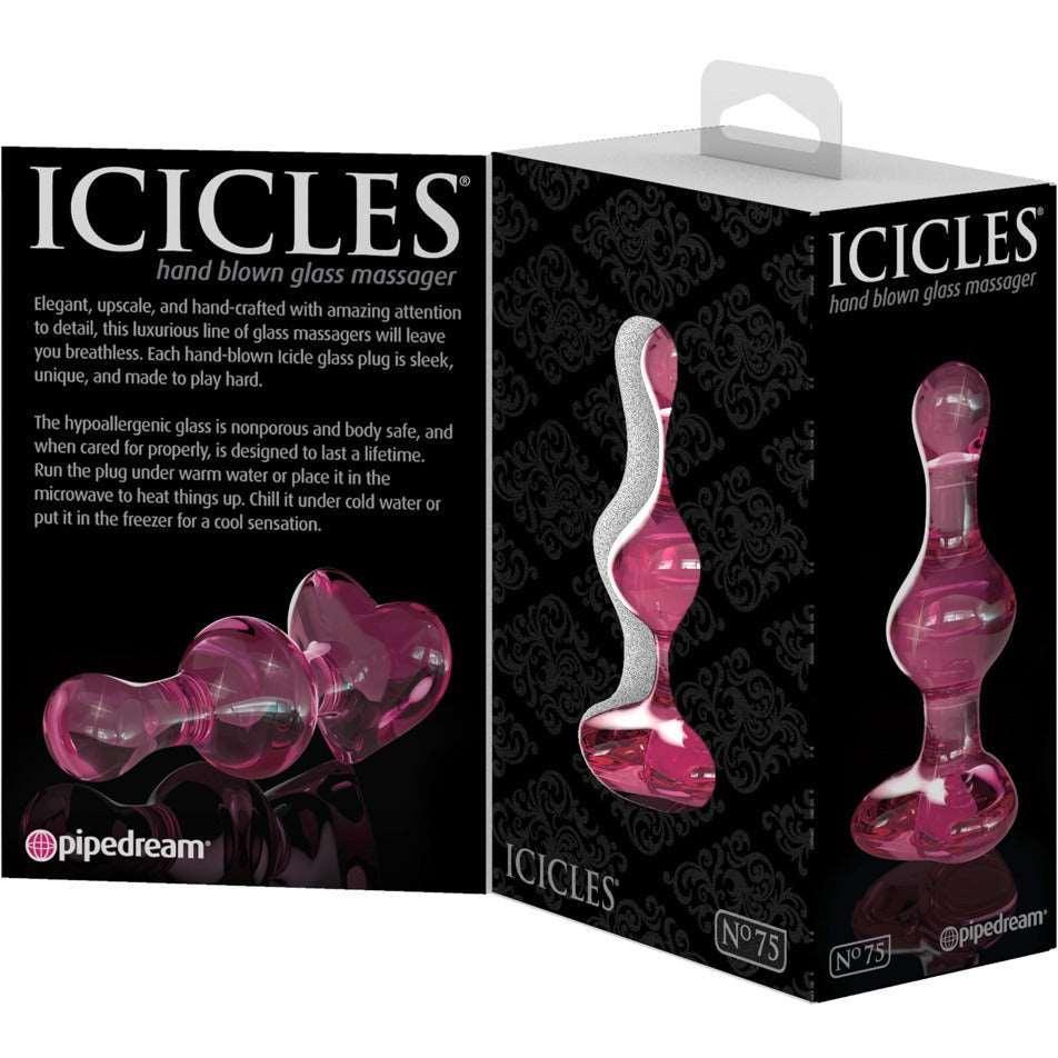 Glasplug "No. 75" Plug mit intensiver Kugelstruktur - Ø 3.4 cm (pink transparent) - loveiu.ch