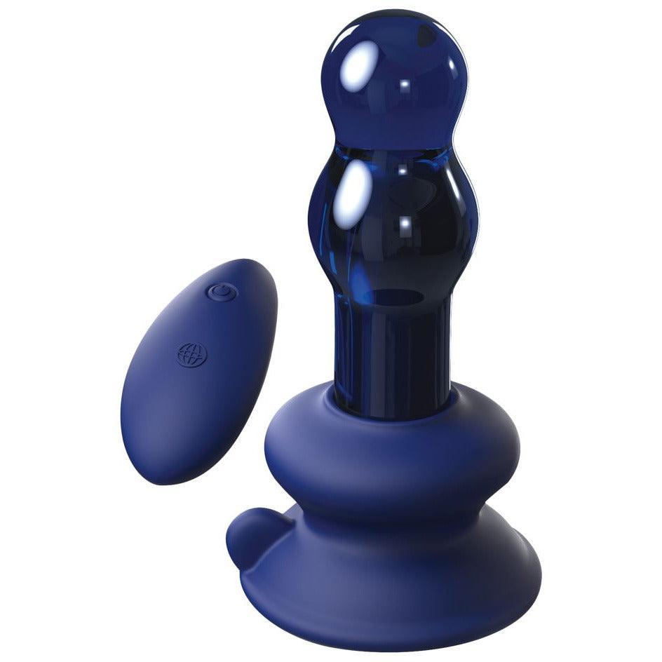 Vibrator aus Glas "No. 83" mit abnehmbaren Saugfuss - 10.6 cm (blau) - loveiu.ch