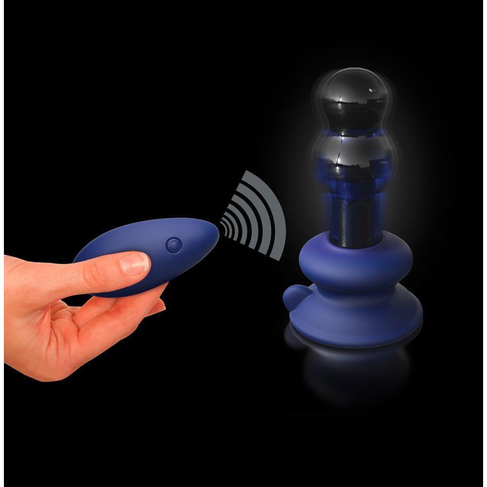 Vibrator aus Glas "No. 83" mit abnehmbaren Saugfuss - 10.6 cm (blau) - loveiu.ch