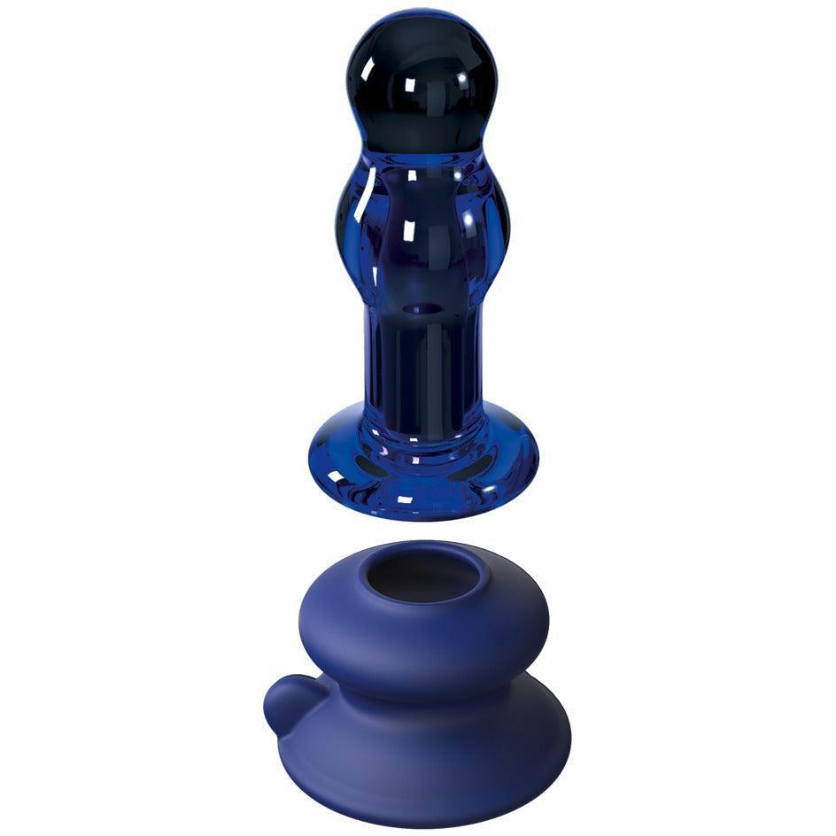 Vibrator aus Glas "No. 83" mit abnehmbaren Saugfuss - 10.6 cm (blau) - loveiu.ch