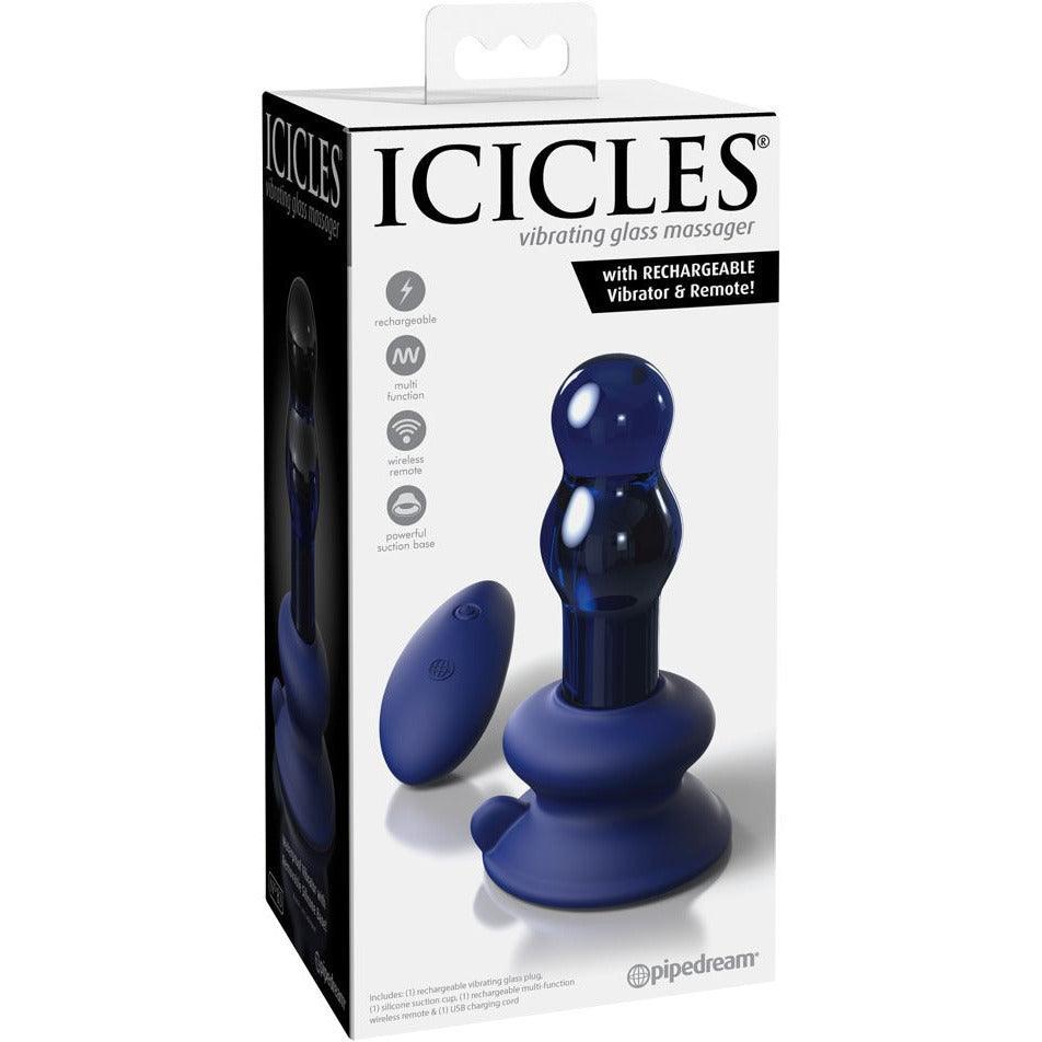 Vibrator aus Glas "No. 83" mit abnehmbaren Saugfuss - 10.6 cm (blau) - loveiu.ch