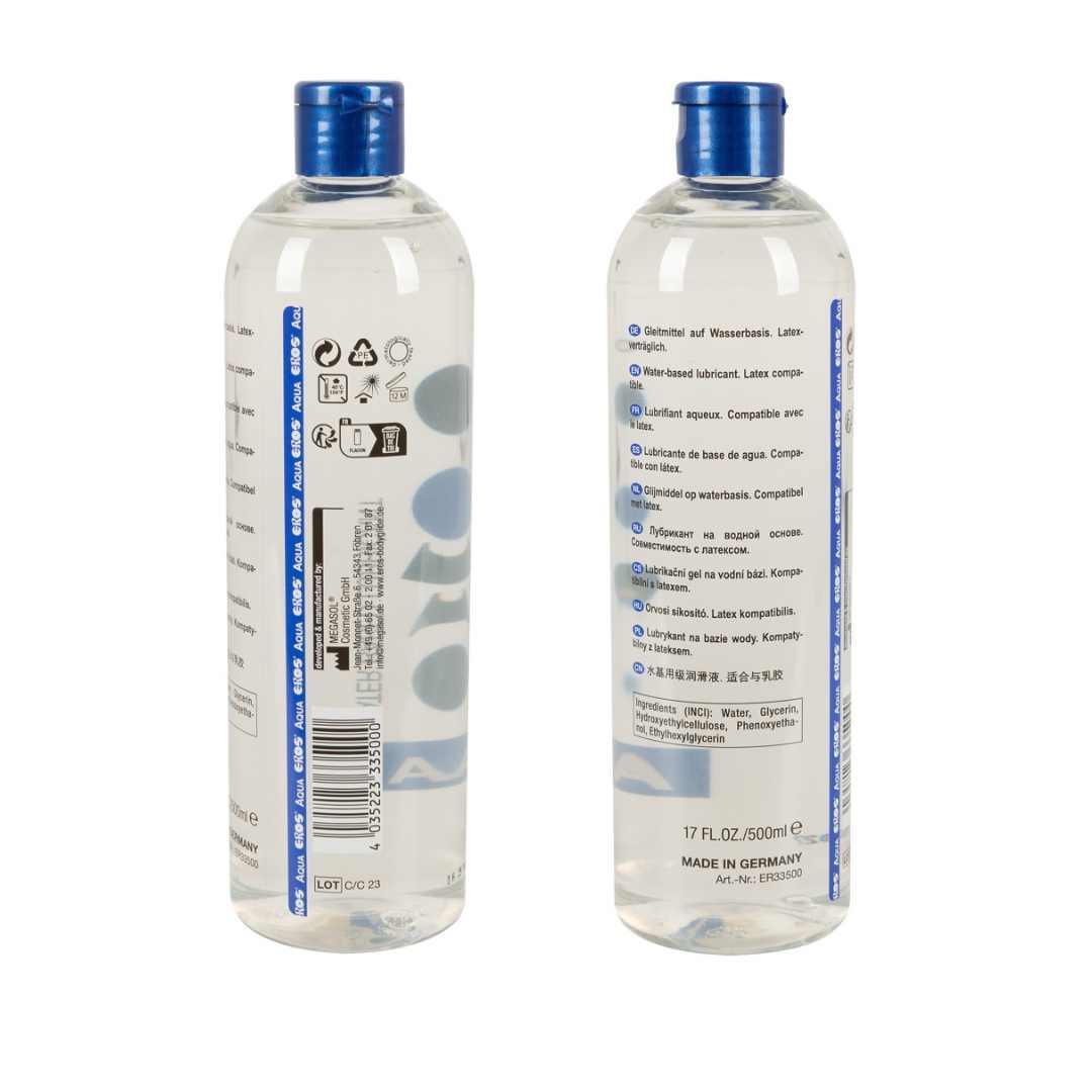 Gleitgel "Eros Aqua" wasserbasiert & geschmacksneutral - latexverträglich (500 ml) - loveiu.ch