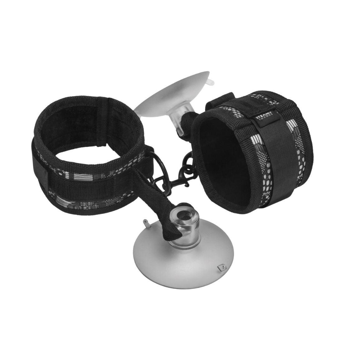 Handfesseln "Suction Cuffs" mit Klettverschluss & Saugnäpfen (schwarz) - loveiu.ch