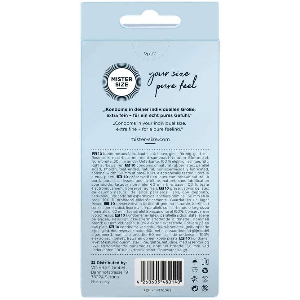 Kondome aus Naturkautschuklatex - extrafein & gefühlsecht (Ø 60mm/10Stk.) von Mister Size - loveiu.ch