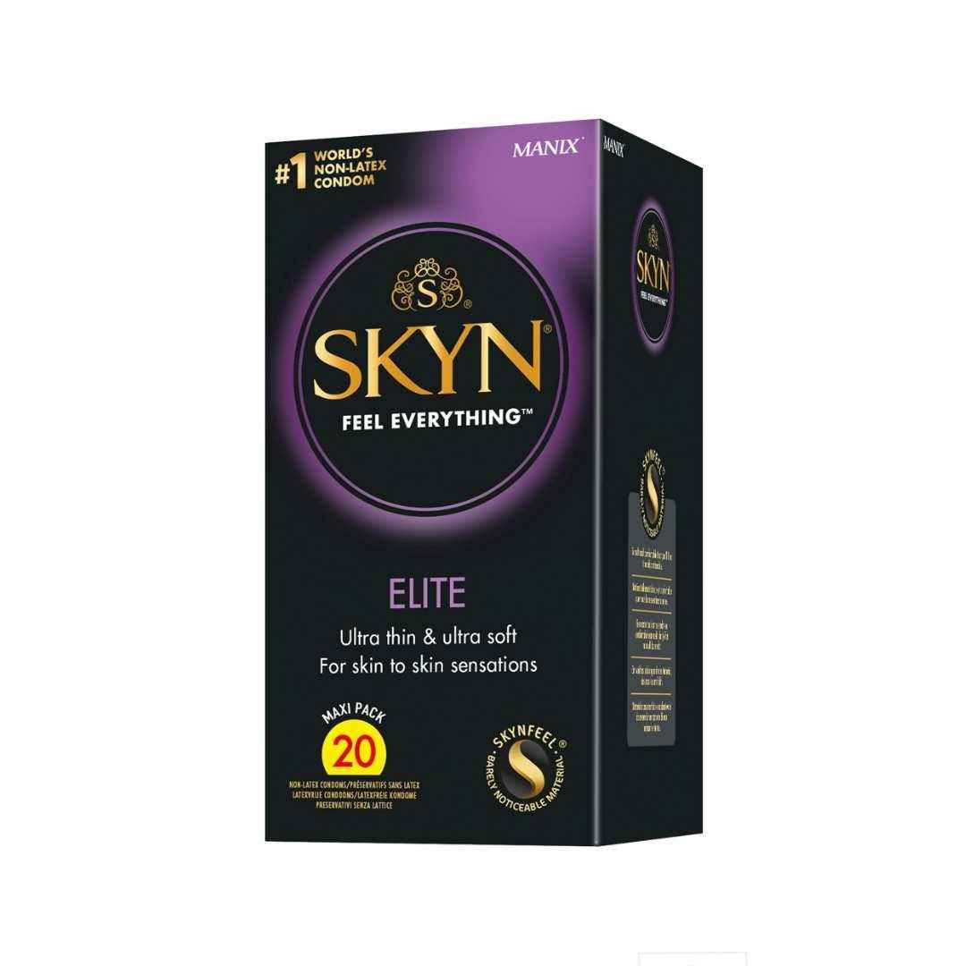 Kondome "Elite extra dünn" latexfrei - mit Feuchtigkeitsbeschichtung (Ø 53 mm/20Stk.) von SKYN - loveiu.ch