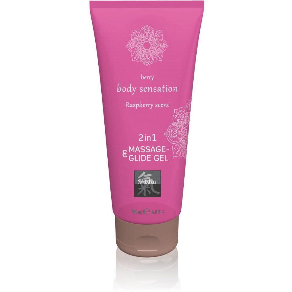 Massage- und Gleitgel "2in1 Himbeer" - wasserbasiert & latexkondomsicher (200 ml) - loveiu.ch