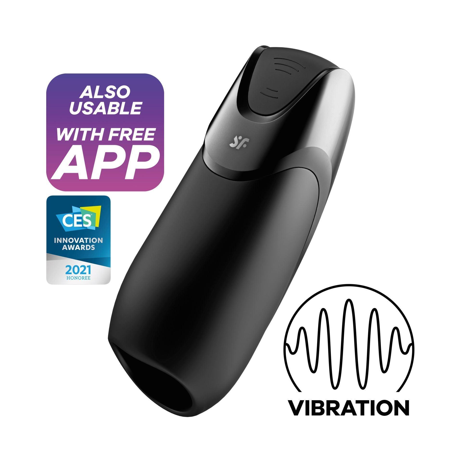 SATISFYER Masturbator "Men Vibration+" - Airpulse-Technologie 16.5 cm (schwarz) - loveiu.ch