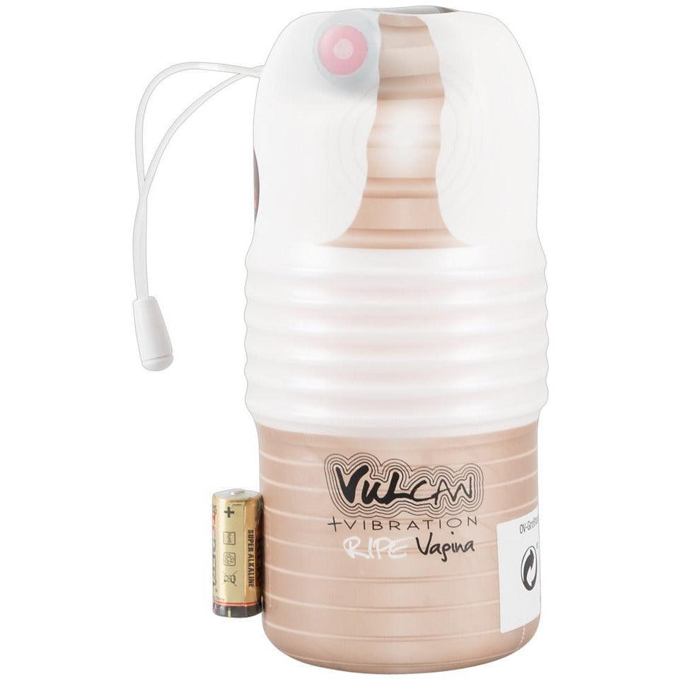 Masturbator "Vulcan Ripe Vagina Vibrating" mit Minivibrator & Real-Feel-Reizstruktur - 15 cm (hautfarben hell) - loveiu.ch