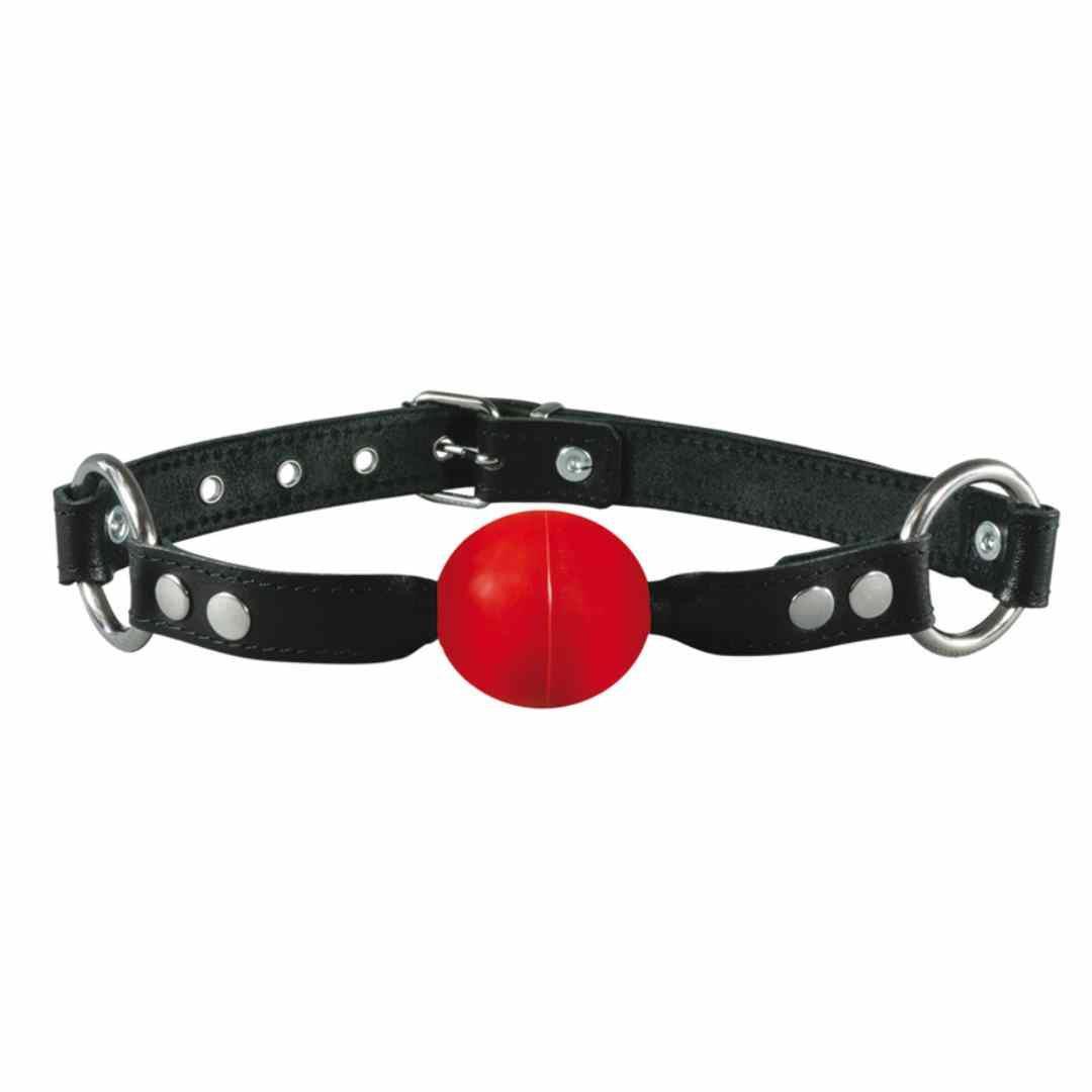 Mundknebel "Lux Fetish" mit verstellbarem Lederriemen - angenehmes Tragegefühl (schwarz/rot) - loveiu.ch