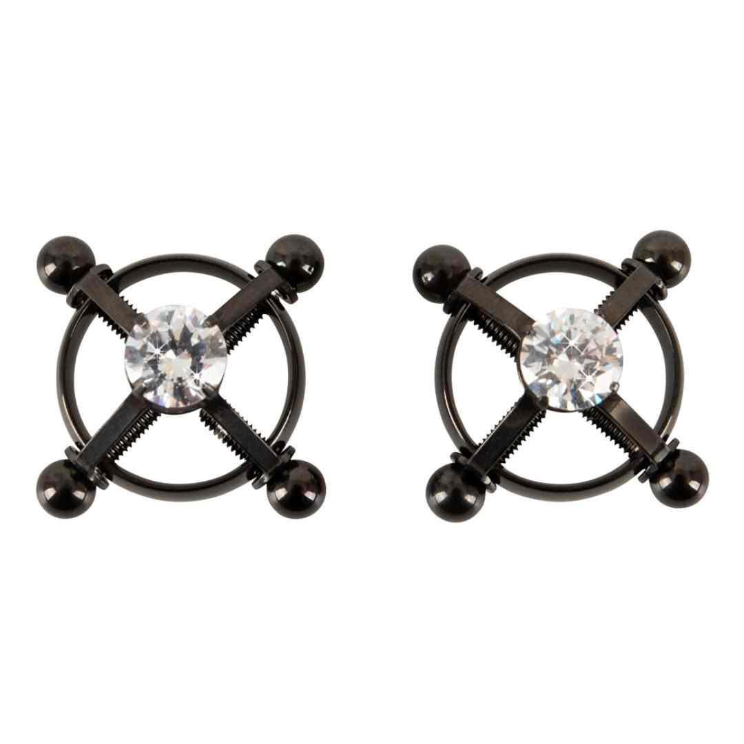 Nippelklemmen mit Kristall - verstellbar Ø 1.8 cm (schwarz) - loveiu.ch